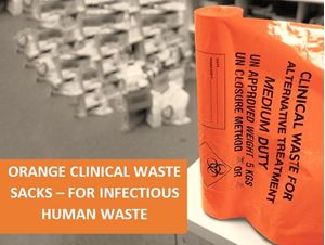 Orange Clinical Waste Sacks. Universeal UK