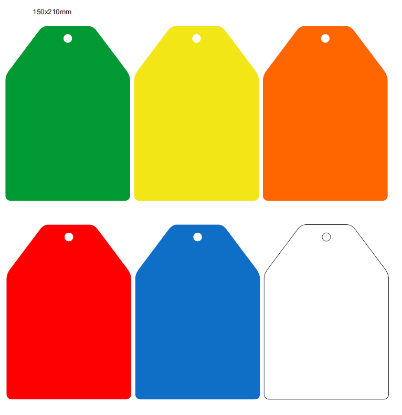 Picture of 210x150mm Colour-coded Blank Write-On Tags, with fixing hole